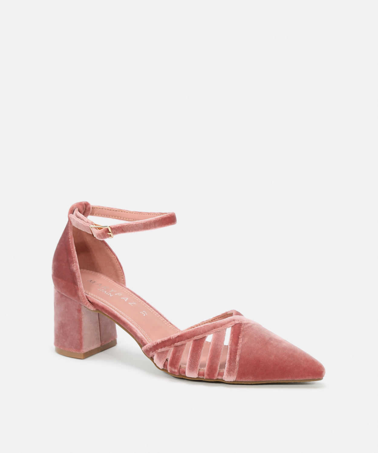 Zapato tac&oacute;n ancho terciopelo